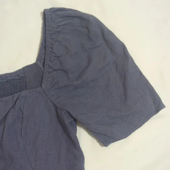 A&F Puff Sleeve Shine Cotton-Blend Square Neck Top, Color Blue Size XS - Picture 7 of 14